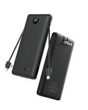 VRURC vista frontal del power bank negro con elegante diseño y potencia portátil