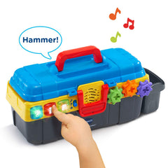VTech taladro en acción girando tornillos para desarrollar coordinación