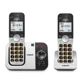 VTech front view showing both handsets and base with clear layout and reliability