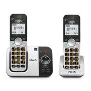 VTech front view showing both handsets and base with clear layout and reliability