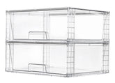 Vtopmart front view of two clear stackable drawers showing neat storage benefit