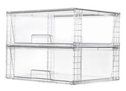 Vtopmart front view of two clear stackable drawers showing neat storage benefit