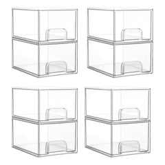 Vtopmart front view of eight clear stackable drawers showing neat storage benefit