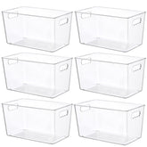 Vtopmart front view of six clear storage bins showing organization benefit