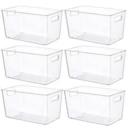 Vtopmart front view of six clear storage bins showing organization benefit