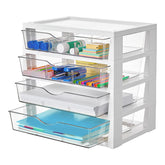 Vtopmart front view of clear organizer showing neat stacked drawers and quick access