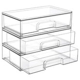 Vtopmart front view of clear stackable drawers showing tidy storage benefit
