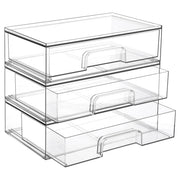 Vtopmart front view of clear stackable drawers showing tidy storage benefit