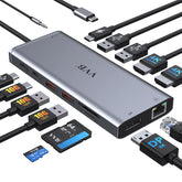 VVB front view of docking station showing all ports and instant desk expansion benefit