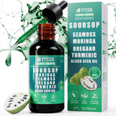 Vyxion frasco al frente mostrando Soursop Bitters para uso diario