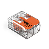 WAGO 221-412 front packaging showing 100-pack and compact benefit