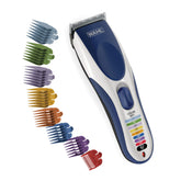 Wahl clipper front view showing color guide and controls for faster selection