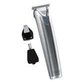 Wahl stainless steel trimmer front view showing compact design and durable build benefit