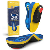 WalkHero plantilla frontal y empaque mostrando ajuste y comodidad