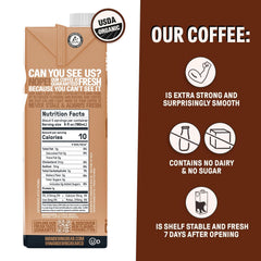 Wandering Bear close-up label showing organic ingredients and bold cold brew