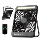 Warmco D4 vista frontal con linterna LED, ilumina la tienda eficazmente