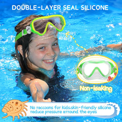 Water Space niño usando gafas en piscina, capacidad antivaho y protección