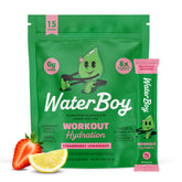 Waterboy frente del empaque mostrando caja de 15 sobres y beneficio de electrolitos