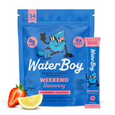 Waterboy frente del paquete mostrando 24 sobres y beneficios
