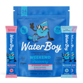 Waterboy front box variety pack showing 24-count and flavors for quick selection