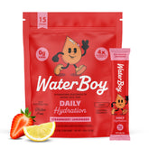 Waterboy empaque frontal sabor fresa limonada mostrando presentación y conveniencia