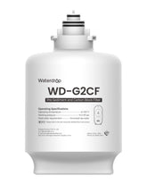 Waterdrop G2CF front view showing cartridge and secure fit benefit