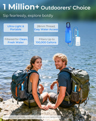 Waterdrop primer plano de la pajilla y membrana ultrafina, filtrado eficaz