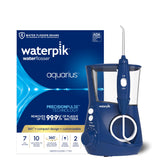 Waterpik Aquarius front view showing unit and base for efficient countertop cleaning