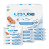 WaterWipes paquete frontal mostrando 720 toallitas, limpieza segura WaterWipes