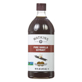 Watkins bottle front view showing 16 oz and brand — rich vanilla flavor