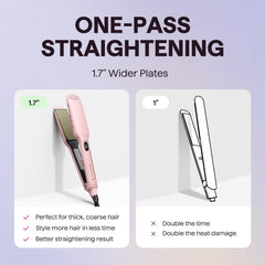 wavytalk flat iron smoothing long hair to show coverage and time-saving benefits