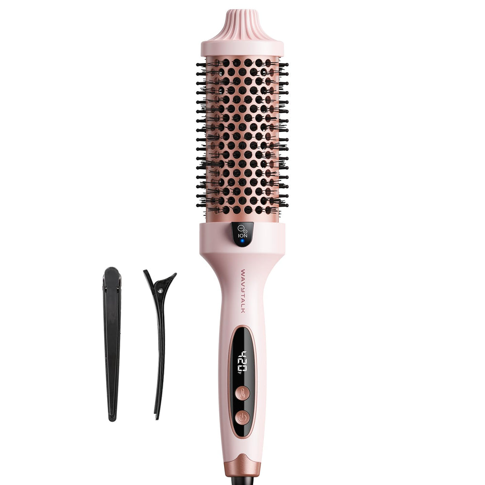 Wavytalk front view brush showing controls and LED display for easy temperature selection