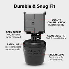 WeatherTech CupFone con teléfono montado ofreciendo visibilidad óptima