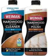 Weiman front packaging two bottles showing combo for clean floors and protection