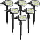 WELALO front view of six-pack solar lights showing product and benefits