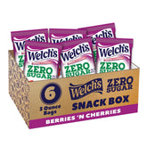 Welch's empaque frontal mostrando sabor Berries 'N Cherries y portabilidad