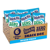 Welch's caja frontal del producto muestra 6 paquetes, fácil de llevar