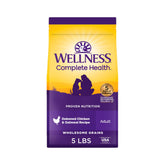 Wellness empaque frontal destacando receta completa para perros