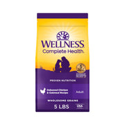 Wellness empaque frontal destacando receta completa para perros