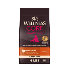 Wellness empaque frontal del producto mostrando receta de pavo y pollo