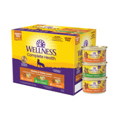 Wellness pack mixto frontal mostrando latas y etiquetas, atractivo visual y confianza de marca