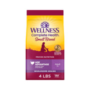 Wellness paquete frontal Age Advantage mostrando receta pavo y guisantes y beneficios
