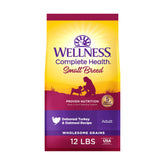 Wellness front of bag showing turkey recipe and small-breed benefits