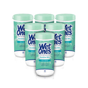 Wet Ones canister frontal mostrando diseño y cantidad, conserva humedad