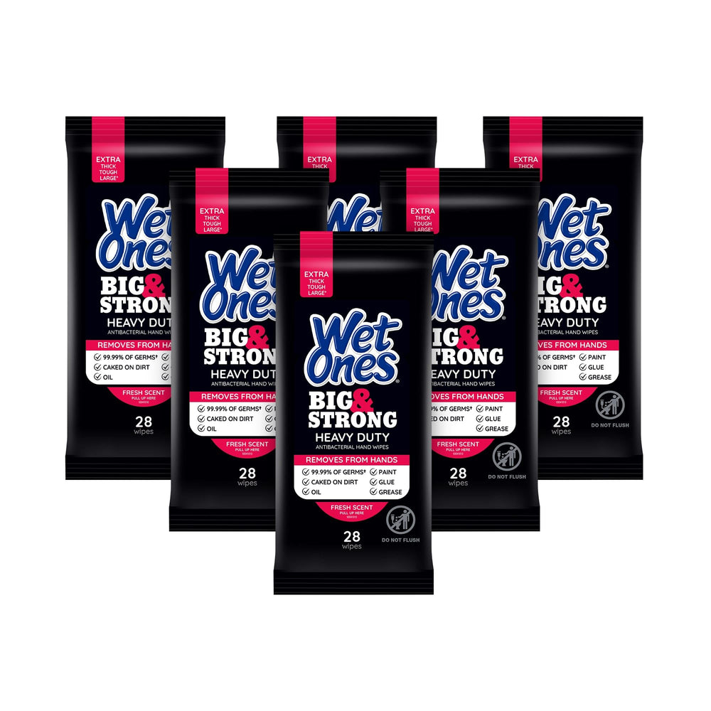 Wet Ones paquete frontal 6 unidades mostrando conveniencia