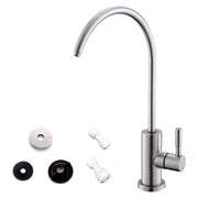 WEWE brushed nickel front view showing sleek faucet and clean styling benefit