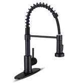 WEWE front view of matte black faucet showing sleek high-arc design and modern style benefit