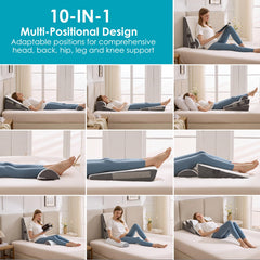 WGAKCED wedge pillow set in use while reading in bed providing upright support and improved comfort