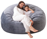WhatsBedding puff 3 ft frontal mostrando diseño y color gris oscuro, cómodo al instante