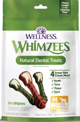 Whimzees empaque frontal mostrando la bolsa y beneficio higiene